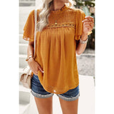 Solid Lined Dot Color Block Ruched Loose Fit Top - MVTFASHION.COM