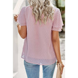 Solid Lined Dot Color Block Ruched Loose Fit Top - MVTFASHION.COM