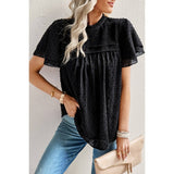 Solid Lined Dot Color Block Ruched Loose Fit Top - MVTFASHION.COM