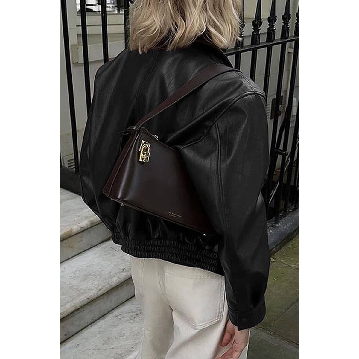 Solid Long Sleeve Short Lapel Zipper Jacket - MVTFASHION.COM