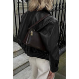 Solid Long Sleeve Short Lapel Zipper Jacket - MVTFASHION.COM