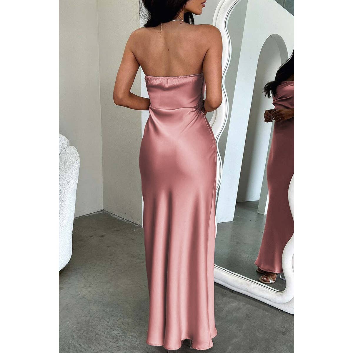 Solid Off Shoulder Ruched Bodycon Full Dress - MVTFASHION.COM