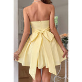 Solid Off Shoulder Tube Elastic Waist Dress - MVTFASHION.COM