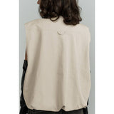 Solid Oversize Zip Up Cargo Vest Ruched Hem Jacket - MVTFASHION.COM