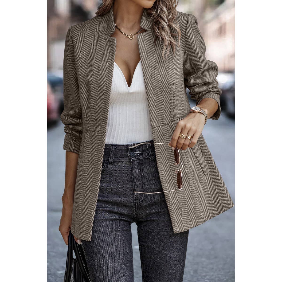 Solid Pocket Long Sleeve Elegant Wool Coat - MVTFASHION.COM