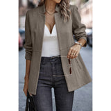Solid Pocket Long Sleeve Elegant Wool Coat - MVTFASHION.COM