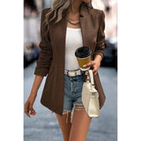 Solid Pocket Long Sleeve Elegant Wool Coat - MVTFASHION.COM