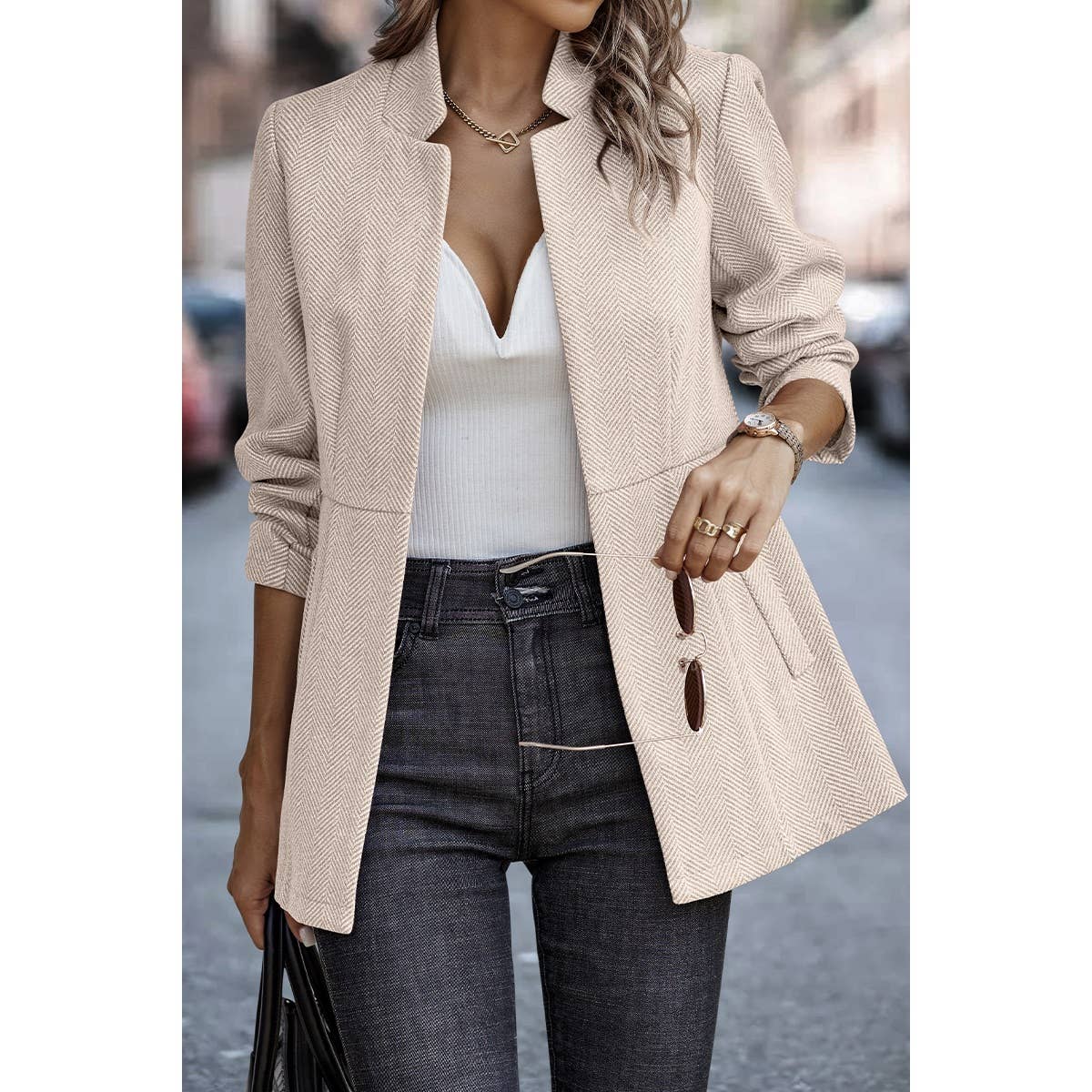 Solid Pocket Long Sleeve Elegant Wool Coat - MVTFASHION.COM