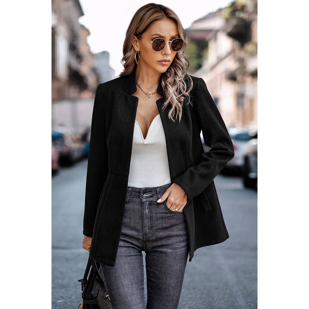 Solid Pocket Long Sleeve Elegant Wool Coat - MVTFASHION.COM
