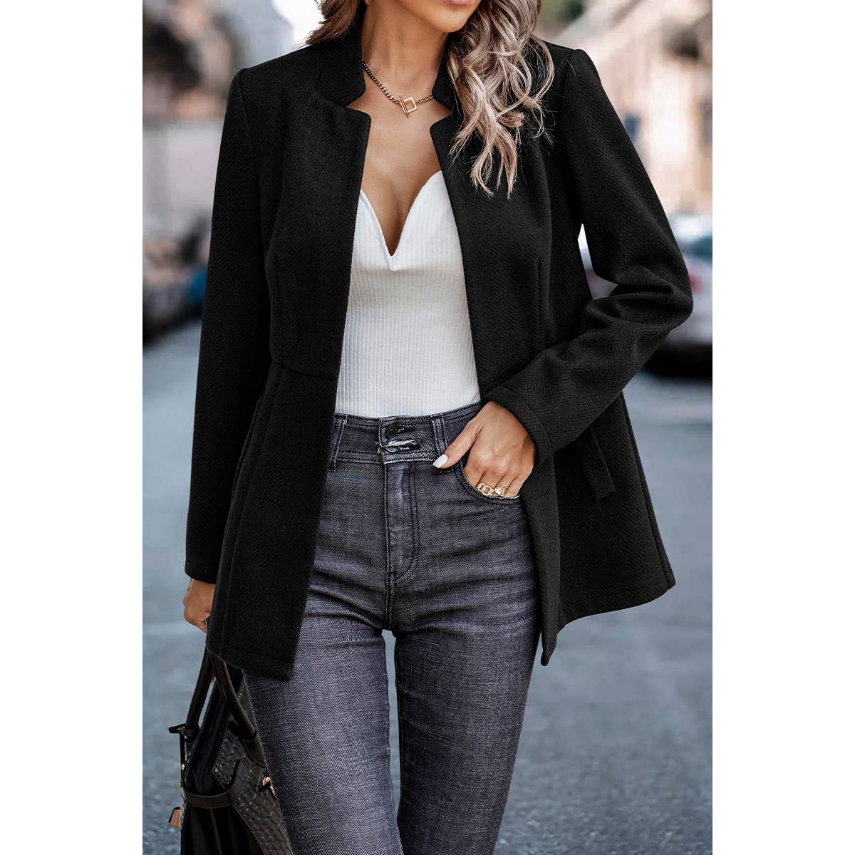 Solid Pocket Long Sleeve Elegant Wool Coat - MVTFASHION.COM