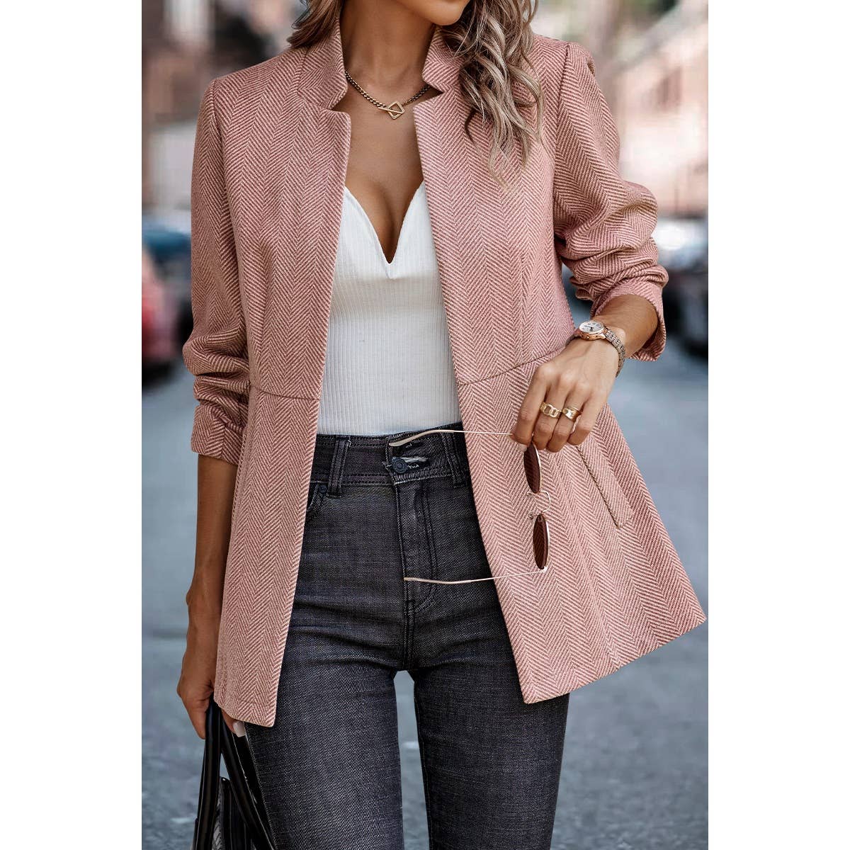 Solid Pocket Long Sleeve Elegant Wool Coat - MVTFASHION.COM