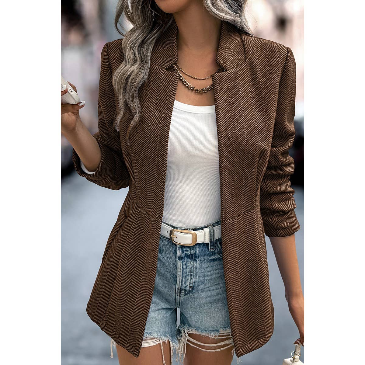Solid Pocket Long Sleeve Elegant Wool Coat - MVTFASHION.COM