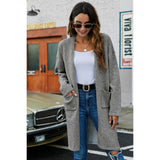 Solid Pocket Long Sleeves Cardigan - MVTFASHION.COM