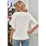 Solid Polk Dot V Neck Loose Fit Top - MVTFASHION.COM