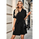 Solid Puff Sleeve Belted Midi Dress - MVTFASHION.COM