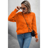 Solid Round Neck Knit Loose Long Sleeves Sweater - MVTFASHION.COM