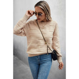 Solid Round Neck Knit Loose Long Sleeves Sweater - MVTFASHION.COM