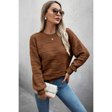 Solid Round Neck Knit Loose Long Sleeves Sweater - MVTFASHION.COM