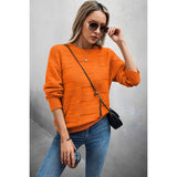 Solid Round Neck Knit Loose Long Sleeves Sweater - MVTFASHION.COM