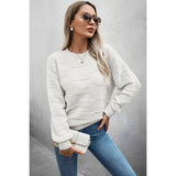 Solid Round Neck Knit Loose Long Sleeves Sweater - MVTFASHION.COM