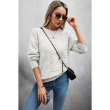 Solid Round Neck Knit Loose Long Sleeves Sweater - MVTFASHION.COM