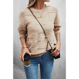 Solid Round Neck Knit Loose Long Sleeves Sweater - MVTFASHION.COM