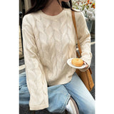 Solid Round Neck Knit Loose Sweater - MVTFASHION.COM