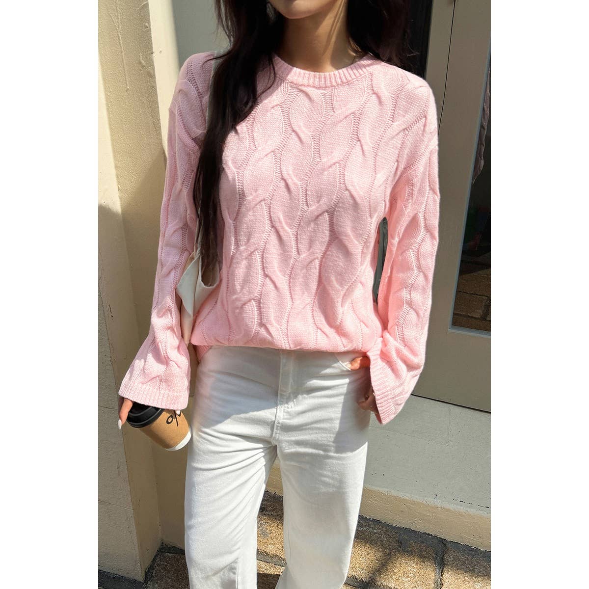 Solid Round Neck Knit Loose Sweater - MVTFASHION.COM