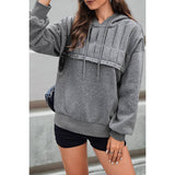 Solid Ruched Loose Fit Drop Shoulder Hoodie - MVTFASHION.COM