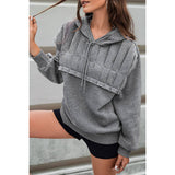 Solid Ruched Loose Fit Drop Shoulder Hoodie - MVTFASHION.COM