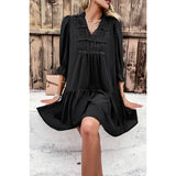 Solid Ruched Pleated Ruffle Loose Fit Dress - MVTFASHION.COM