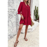 Solid Ruched Pleated Ruffle Loose Fit Dress - MVTFASHION.COM