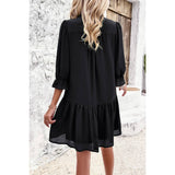 Solid Ruched Pleated Ruffle Loose Fit Dress - MVTFASHION.COM