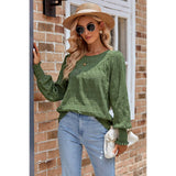 Solid Ruched Round Neck Ruffle Hem Loose Top - MVTFASHION.COM