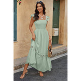 Solid Sleeveless Lace Patchwork Textured Dress - MVTFASHION.COM