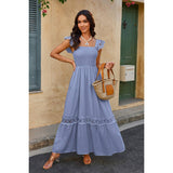 Solid Sleeveless Lace Patchwork Textured Dress - MVTFASHION.COM