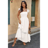 Solid Sleeveless Lace Patchwork Textured Dress - MVTFASHION.COM