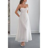 Solid Spaghetti Straps Sleeveless Cami Dress - MVTFASHION.COM