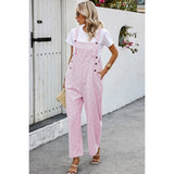 Solid Square Neck Button Trim Pockets Jumpsuit - MVTFASHION.COM