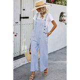 Solid Square Neck Button Trim Pockets Jumpsuit - MVTFASHION.COM