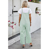 Solid Square Neck Button Trim Pockets Jumpsuit - MVTFASHION.COM