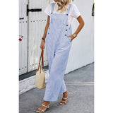 Solid Square Neck Button Trim Pockets Jumpsuit - MVTFASHION.COM