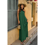 Solid Stitching Off Shoulder Long A Line Dress - MVTFASHION.COM