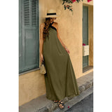 Solid Stitching Off Shoulder Long A Line Dress - MVTFASHION.COM