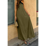 Solid Stitching Off Shoulder Long A Line Dress - MVTFASHION.COM