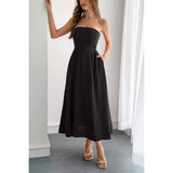 Solid Strapless Slim Waist Hide Zipper Long Dress - MVTFASHION.COM