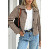 Solid Suit Lapel Faux Suede Leather Jacket - MVTFASHION.COM