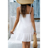 Solid Suspenders Sleeveless Ruffle Hem Fit Dress - MVTFASHION.COM