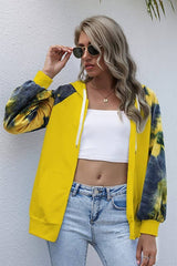 Solid Tie Dye Zip Up Loose Hoodie - MVTFASHION.COM