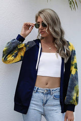 Solid Tie Dye Zip Up Loose Hoodie - MVTFASHION.COM